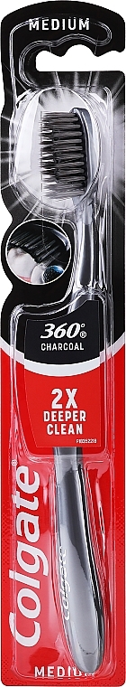 Зубна щітка, середня, чорна з рожевим - Colgate 360 Black Medium — фото N1