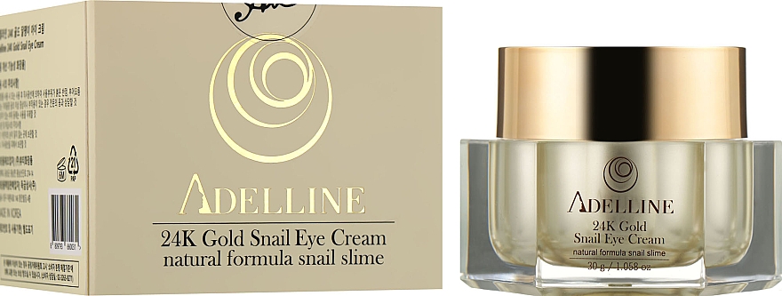 Крем для кожи вокруг глаз с муцином улитки и золотом - Adelline 24k Gold Snail Eye Cream — фото N2