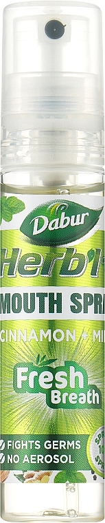 Спрей для порожнини рота - Dabur Herb'l Plus Fresh Breath Cinnamon+Mint Mouth Spray — фото N1