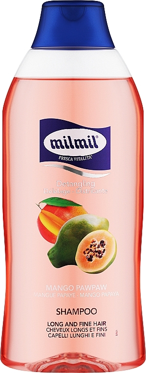 Шампунь разглаживающий для длинных и тонких волос с экстрактами манго и папайя - Mil Mil