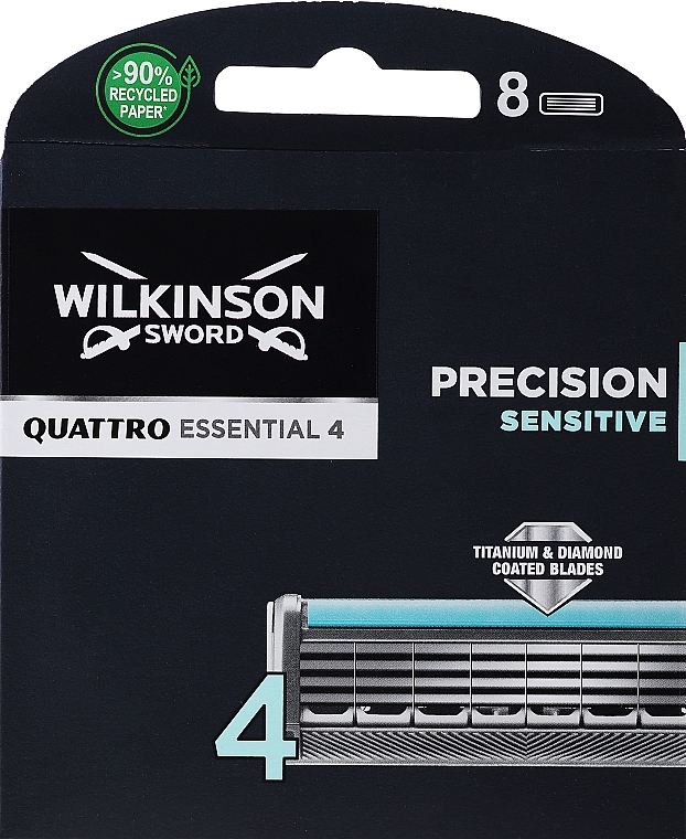 Набор сменных лезвий, 8 шт - Wilkinson Sword Quattro Titanium Sensitive — фото N3