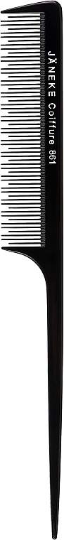 Гребінець з тонким хвостиком з рідкими зубцями, 21 см, чорна - Janeke Professional Wide-Teeth Tail Comb — фото N1