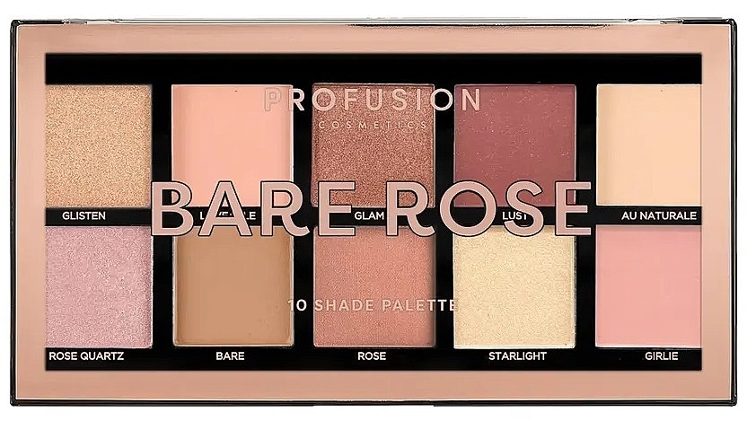 Палетка тіней для повік - Profusion Cosmetics Bare Rose 10 Shades Eyeshadow Palette — фото N1