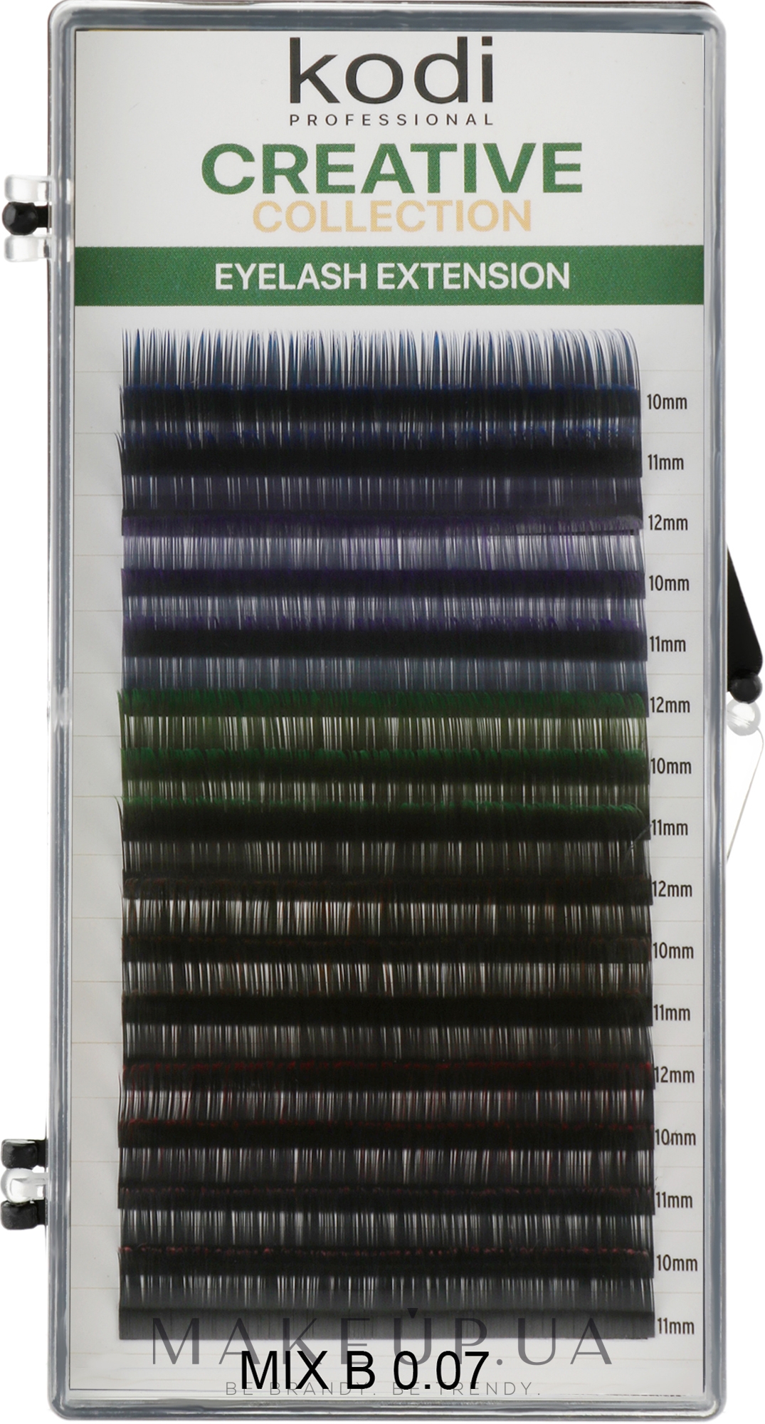 Накладные ресницы с цветным кончиком Creative Collection B 0.07 (16 рядов: 10/11/12) - Kodi Professional — фото 1уп