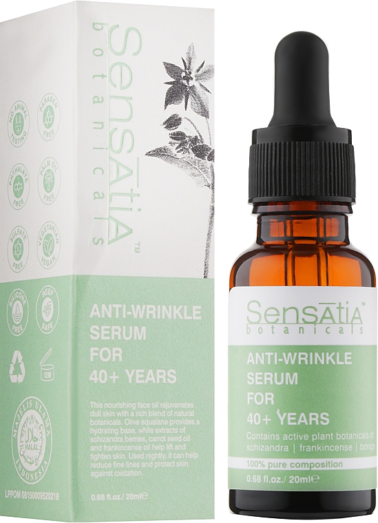 Сыворотка для лица от морщин 40+ - Sensatia Botanicals Anti-Wrinkle Serum For 40+ — фото N2