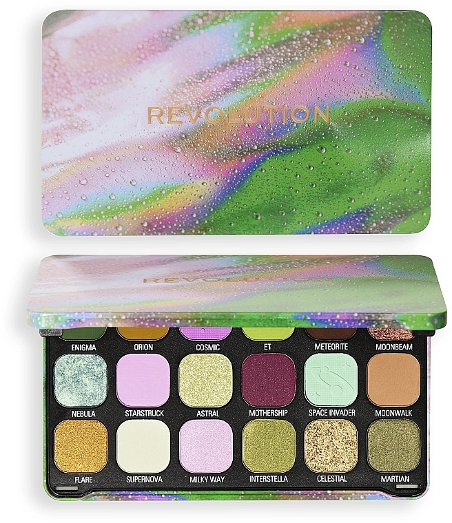 Палетка теней для век - Makeup Revolution Forever Flawless Astro Nova Green Eyeshadow Palette — фото N1