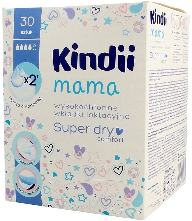 Лактационные прокладки для груди, 30 шт. - Kindii Mama Super Dry Comfort Breast Pads — фото N1