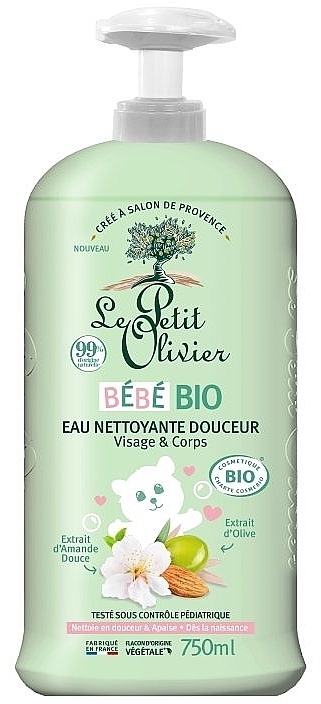 М'яка очищувальна вода для обличчя та тіла - Le Petit Olivier Baby Bio Gentle Cleansing Water Face & Body — фото N1
