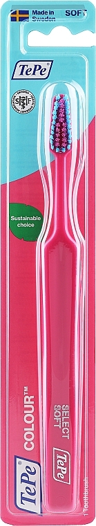 Зубна щітка, м'яка, малинова - TePe Colour Select Soft Tothbrush — фото N1