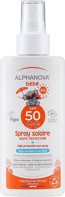 Сонцезахисний спрей для дітей і немовлят - Alphanova Bebe Sun SPF 50+ — фото N1