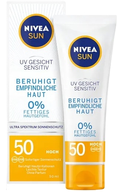 Сонцезахисний крем для обличчя - NIVEA Sun UV Face Sensitive SPF 50 — фото N1