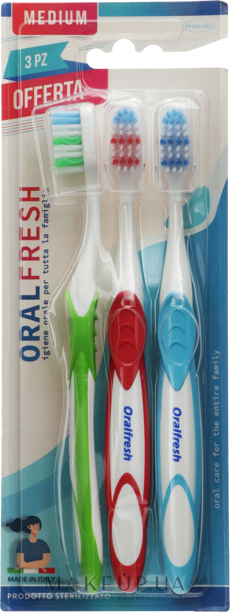 Зубная щетка "Oral Fresh" средней жесткости, 3 шт. - Piave Expertise — фото 3шт