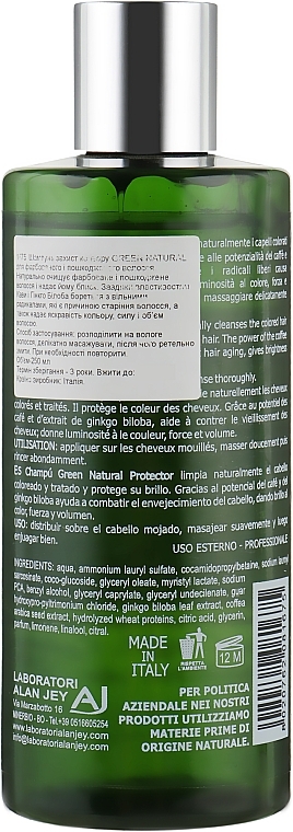 УЦІНКА Шампунь "Захист кольору" для фарбованого й пошкодженого волосся - Alan Jey Green Natural Shampoo Protettivo * — фото N2