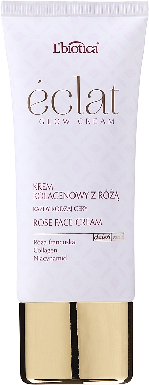 Крем для обличчя з колагеном і екстрактом французької троянди - L'biotica Eclat Clow Cream — фото N2