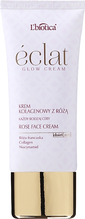 Крем для лица с коллагеном и экстрактом французской розы - L'biotica Eclat Clow Cream  — фото N2