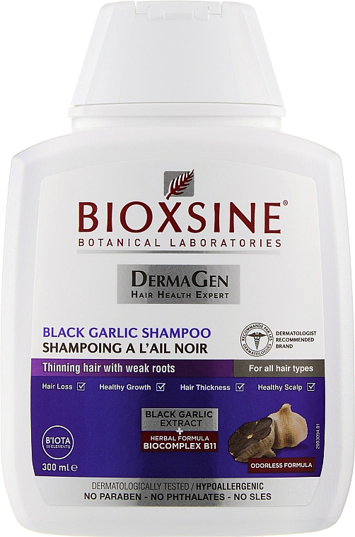 Ежедневный шампунь против выпадения волос - Biota Bioxsine DermaGen Black Garlic Shampoo