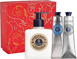 Духи, Парфюмерия, косметика Набор - L'Occitane Shea Butter Christmas Set (h/cr/75ml + h/scr/75ml + mousse/300ml + box)