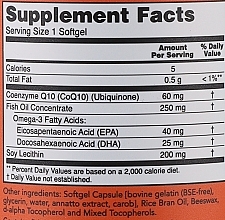 Коензим Q10, 60 мг, 120 гелевих капсул - Now Foods CoQ10 With Omega-3 — фото N2