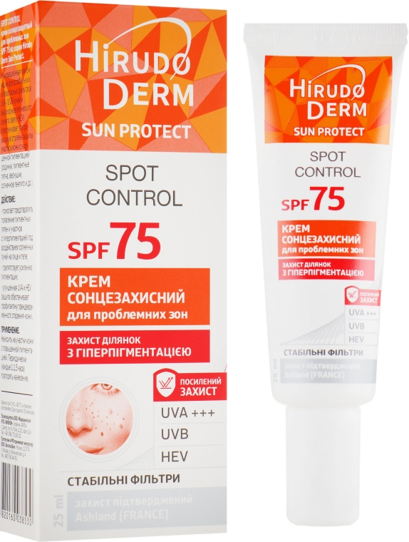 Солнцезащитный крем для проблемных зон SPF 75 - Hirudo Derm Sun Protect Spot Control — фото N1