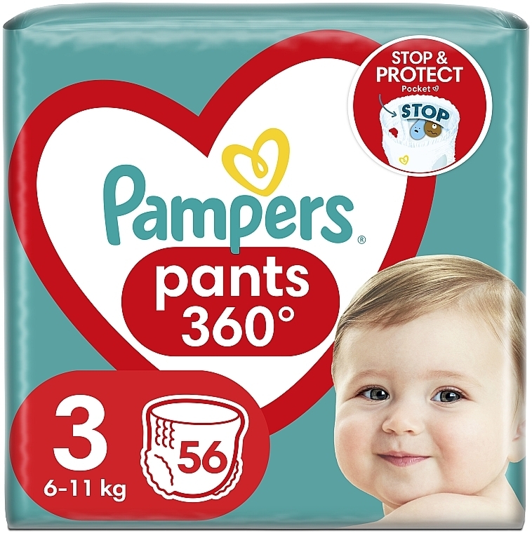 Подгузники-трусики Pants, размер 3, 6-11 кг, 56шт. - Pampers — фото N1