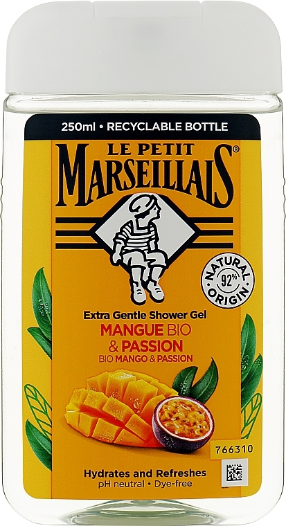 Гель для душу "Манго та маракуя" - Le Petit Marseillais Extra Gentle Shower Gel Organic Mango & Passion Fruit