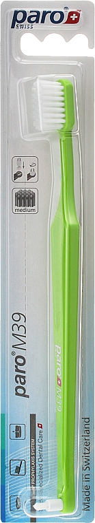Зубная щетка "M39", салатовая - Paro Swiss Toothbrush — фото N1