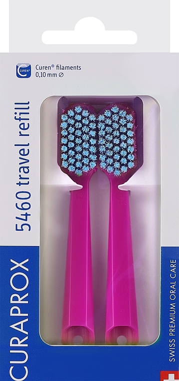 Набір змінних насадок для зубної щітки для подорожей CS 5460, рожево-блакитні - Curaprox — фото N1
