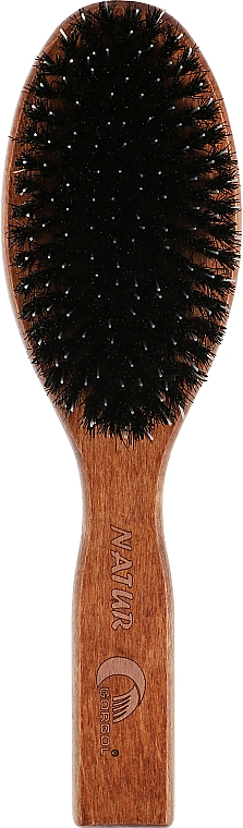 Гребінець для волосся із зубцями зі щетини кабана та нейлону, 10 рядків, плоский - Gorgol — фото N1
