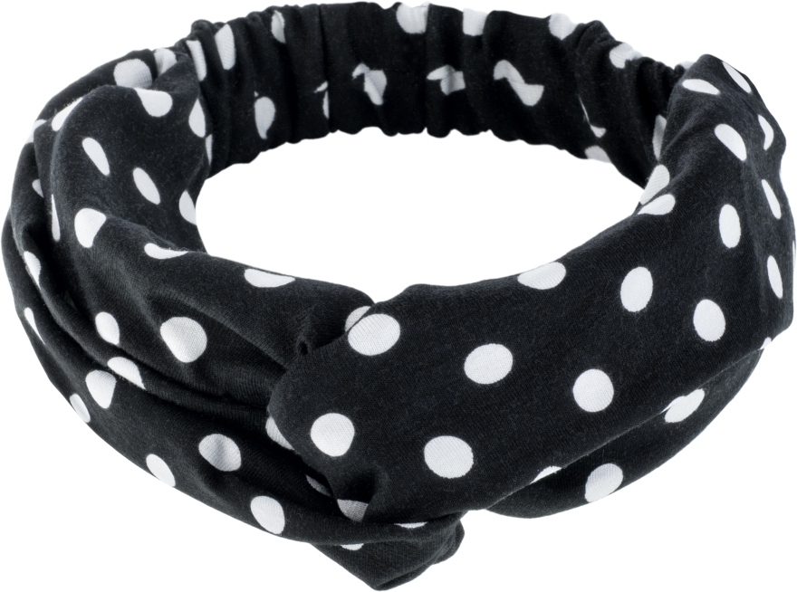 Повязка на голову, трикотаж переплет, горохи бело-черные "Knit Fashion Twist" - MAKEUP Hair Accessories — фото N1