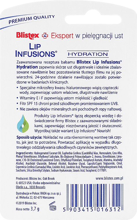 Зволожувальний бальзам для губ - Blistex Lip Infusions Hydration SPF15 — фото N2