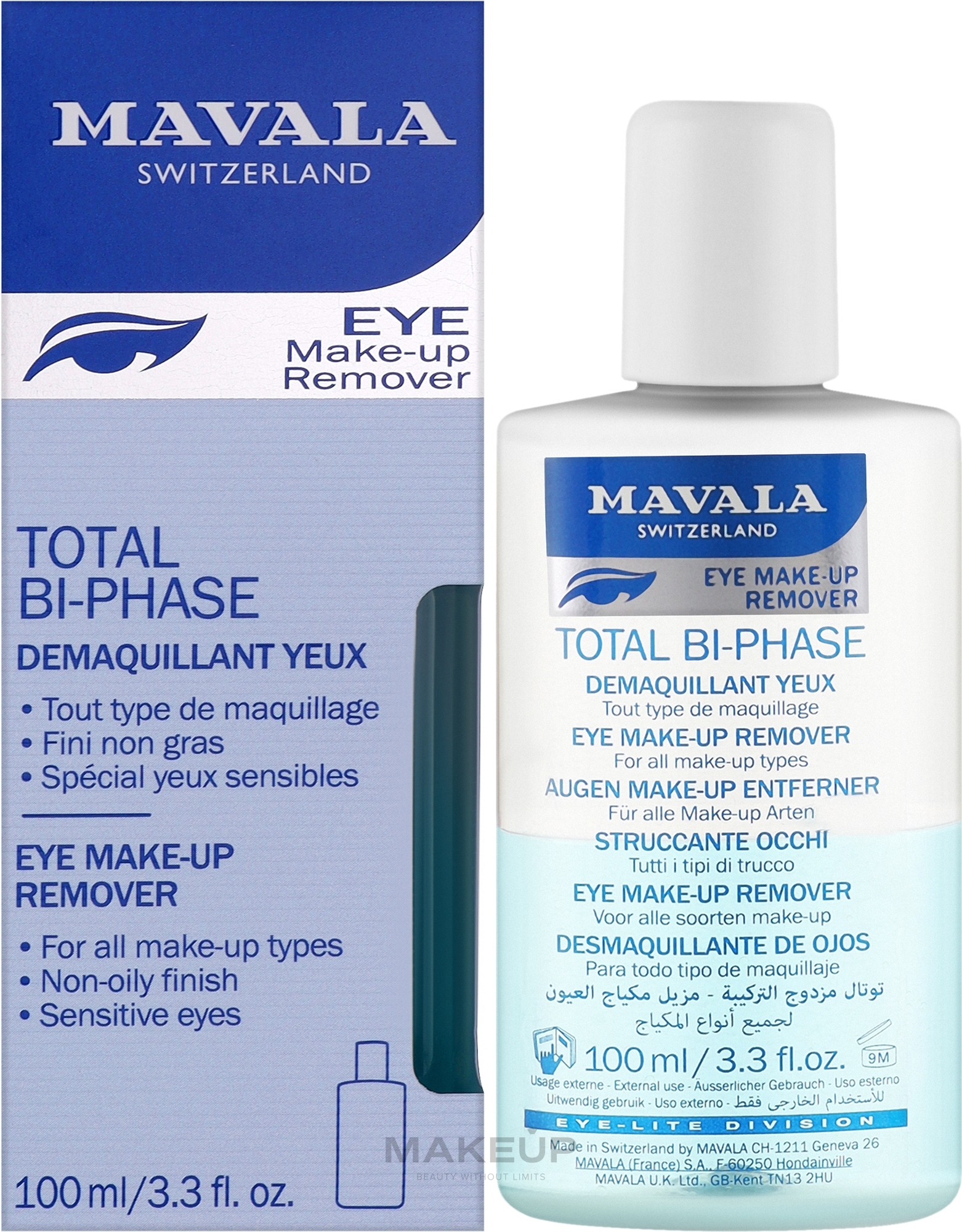 Двухфазное средство для снятия макияжа с глаз - Mavala Total Bi Phase Eye Make Up Remover — фото 100ml