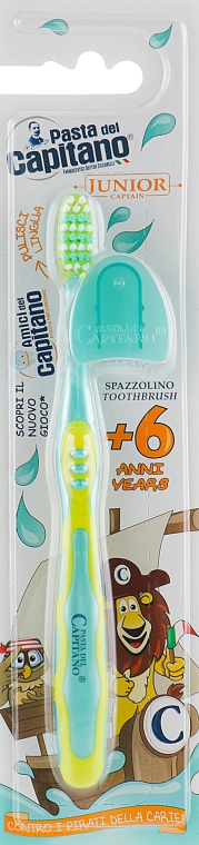 Детская зубная щетка 6+, мягкая, желтая - Pasta del Capitano — фото N1