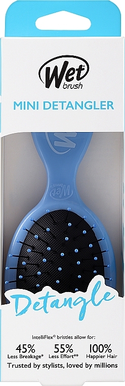 Расческа компактная, голубая - Wet Brush Mini Detangling Brush Free Spirit Sky — фото N3