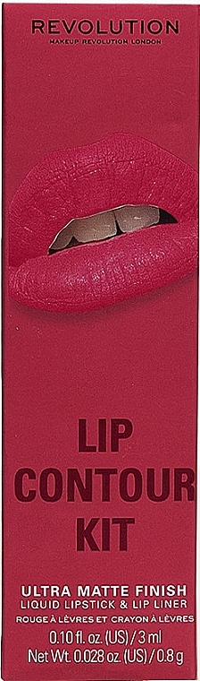 Набор для макияжа губ - Makeup Revolution Lip Contour Kit Fierce Wine (lipstick/3ml + l/pencil/0.8g) — фото N1