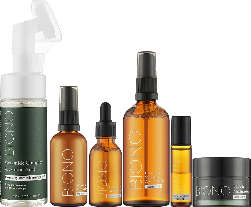 Набір "Професійний щоденний догляд для обличчя. 6 кроків до чистої шкіри" - Biono Anti Acne — фото N3