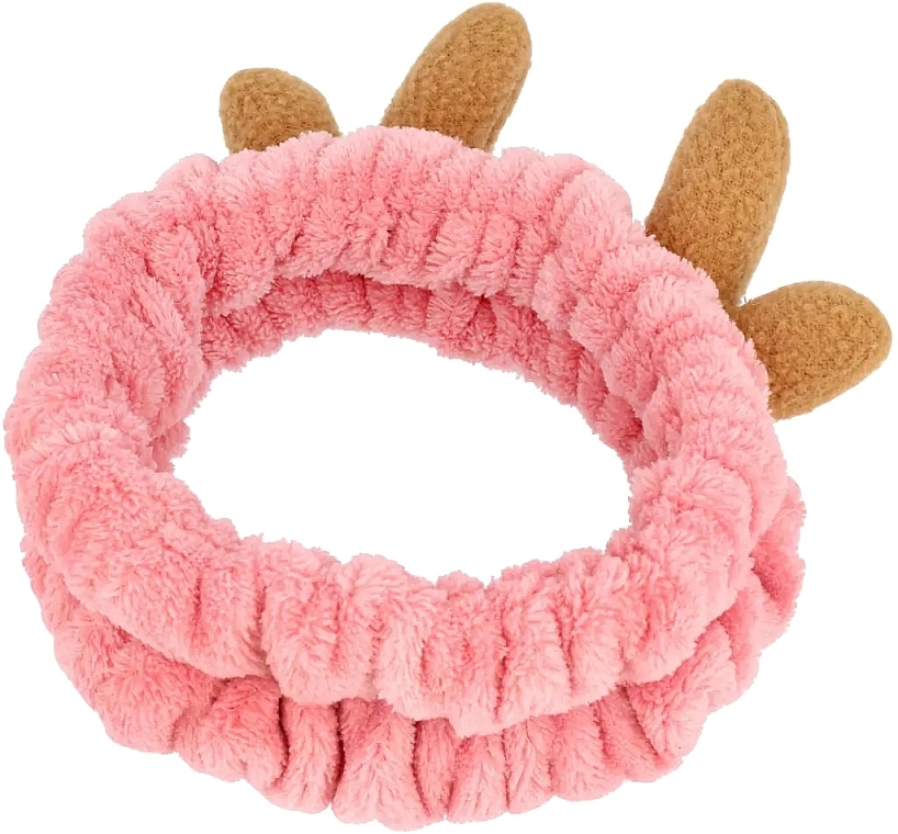 Косметическая повязка на голову с декоративными ушками, розовая - Ecarla — фото N1