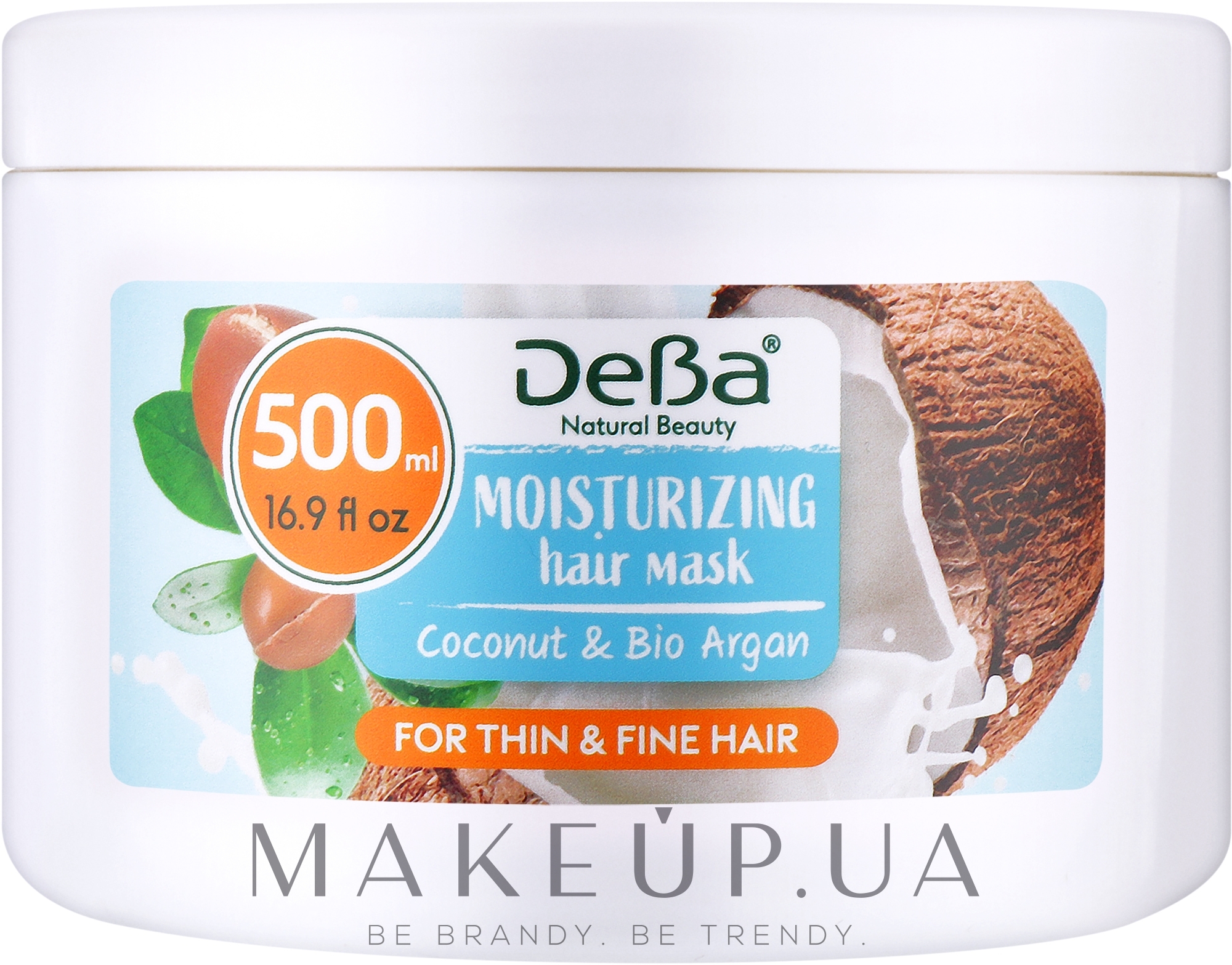 Маска увлажняющая для волос "Coconut & Bio Argan" - DeBa Natural Beauty Moisturizing Hair Mask — фото 500ml