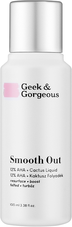 Ексфоліант для обличчя - Geek & Gorgeous Smooth Out 12% AHA + Cactus Liquid — фото N2