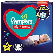 Подгузники-трусики ночные Night Pants Размер 6 (15 + кг), 19 шт - Pampers — фото N1