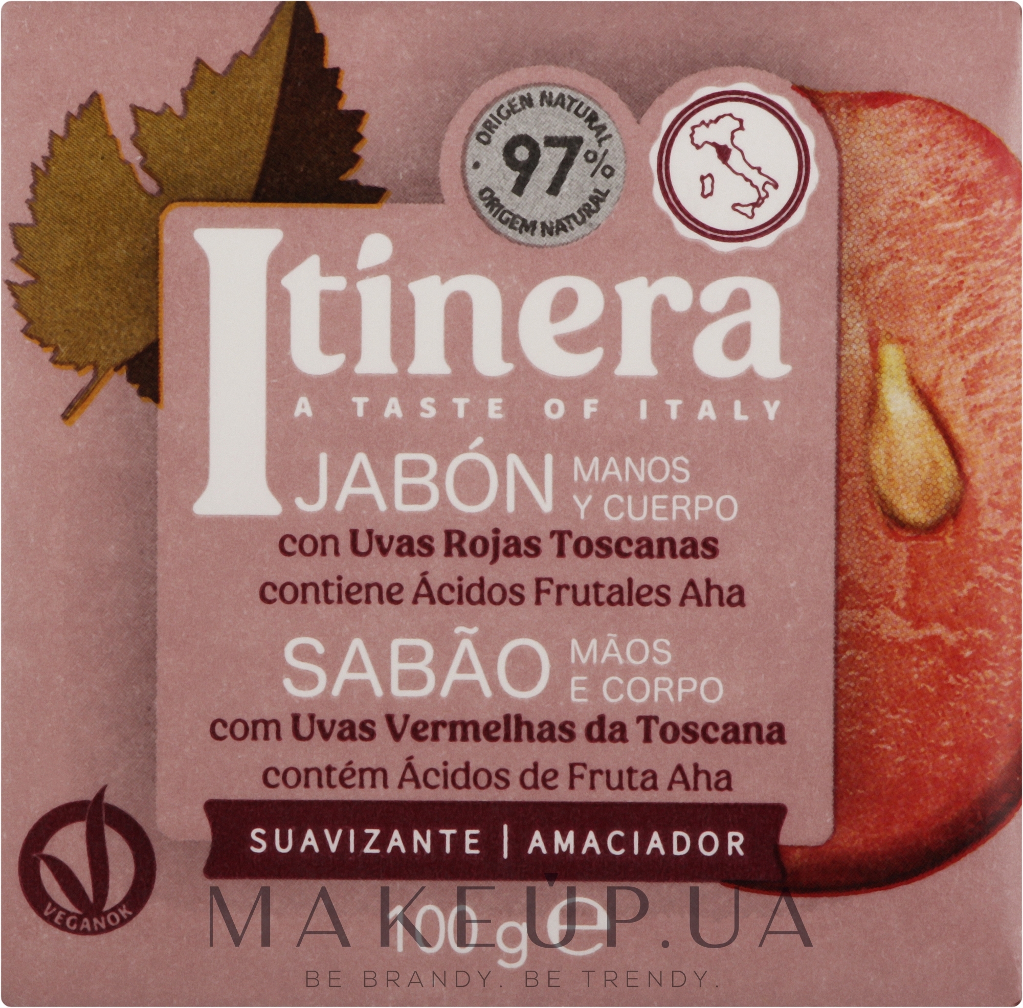 Мило для рук і тіла з тосканським червоним виноградом - Itinera Tuscan Red Grapes Hand Body Soap — фото 100g