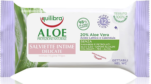 Интимные гигиенические салфетки с алоэ - Equilibra Aloe Intimate Wipes — фото N6