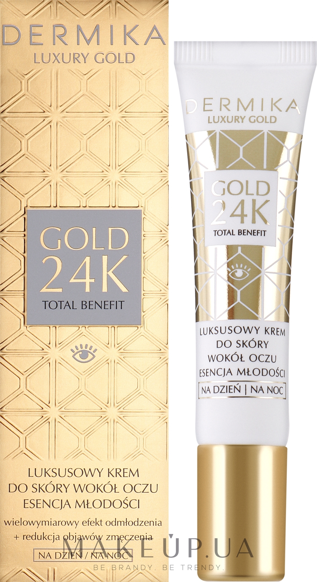 Крем для шкіри навколо очей - Dermika Luxury Gold 24K Total Benefit Eye Cream — фото 15ml