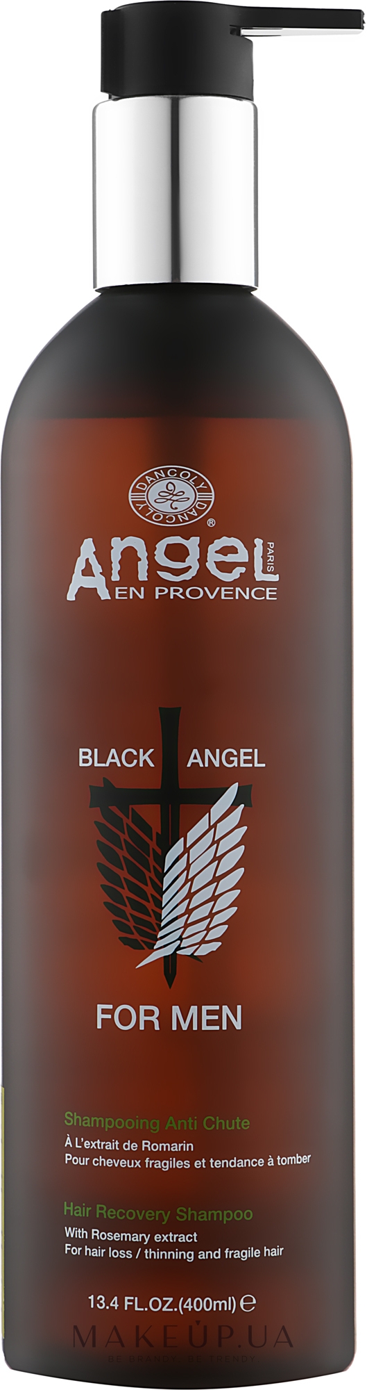 Шампунь от выпадения волос с экстрактом розмарина - Angel Professional Black Angel For Men Hair Recovery Shampoo — фото 400ml