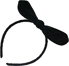 Велюровый обруч с бантом, черный - Lolita Accessories — фото N1