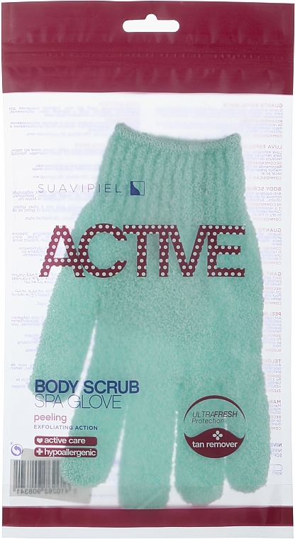Отшелушивающая перчатка для тела, зеленая - Suavipiel Active Body Scrub Spa Glove — фото N1