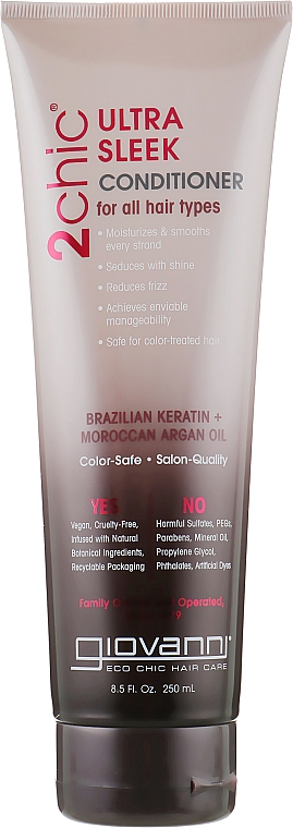 Кондиціонер для волосся - Giovanni 2chic Ultra-Sleek Conditioner Brazilian Keratin & Argan Oil