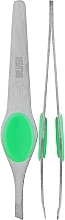 Парфумерія, косметика Пінцет скошений SP-7104/3, 9.7 см, зелена - Silver Style
