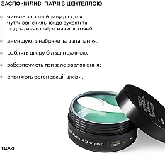 Заспокійливі патчі з центеллою - Hillary Сentella Moisturizing & Soothing Eye Patches — фото N3