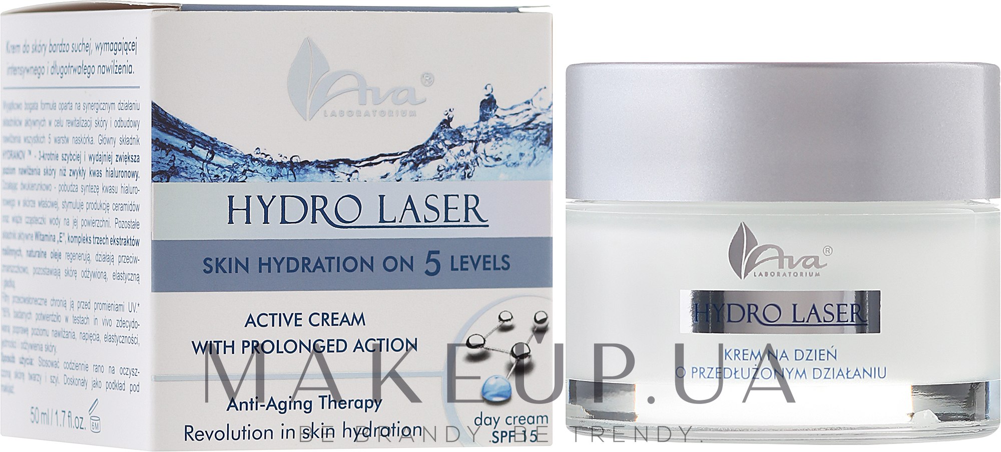 Зволожуючий денний крем тривалої дії - Ava Laboratorium Hydro Laser Day Cream SPF 15 — фото 50ml