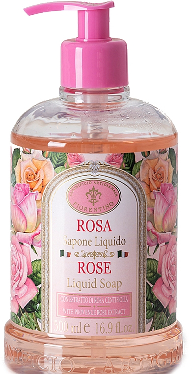 Жидкое мыло "Роза" - Saponificio Artigianale Fiorentino Rose Liquid Soap  — фото N1